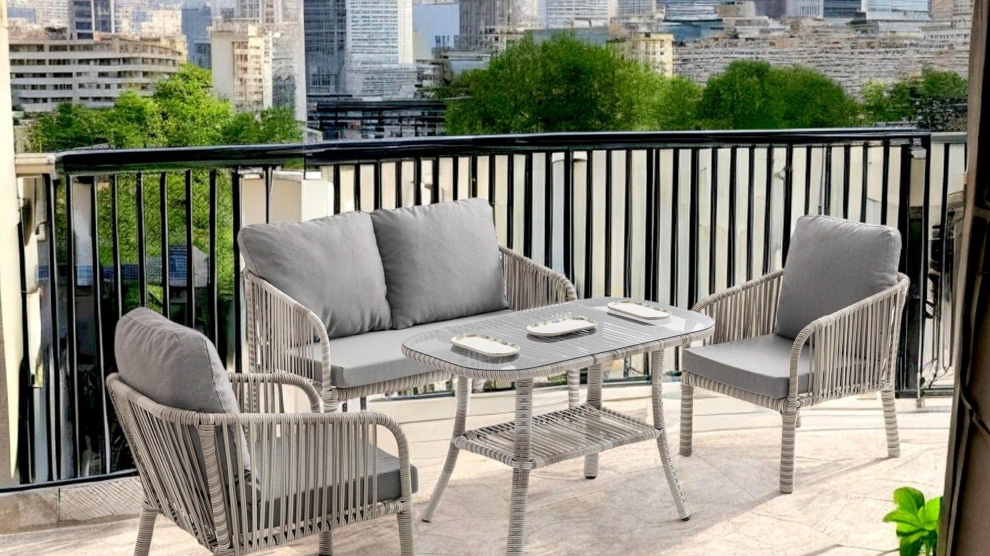Artemis Rattan Bahçe & Balkon Oturma Grubu (2+1+1+Sehpa)  Beyaz