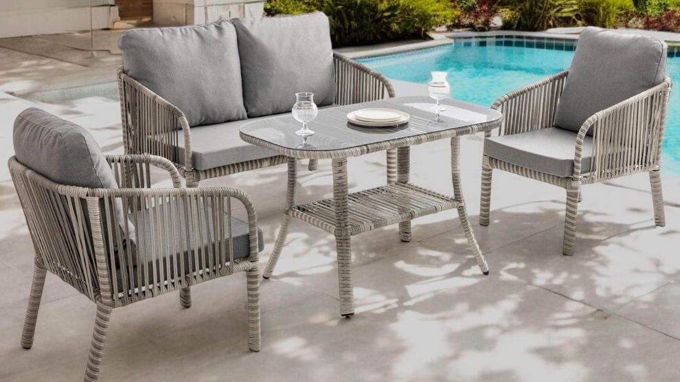 Artemis Rattan Bahçe & Balkon Oturma Grubu (2+1+1+Sehpa)  Gri