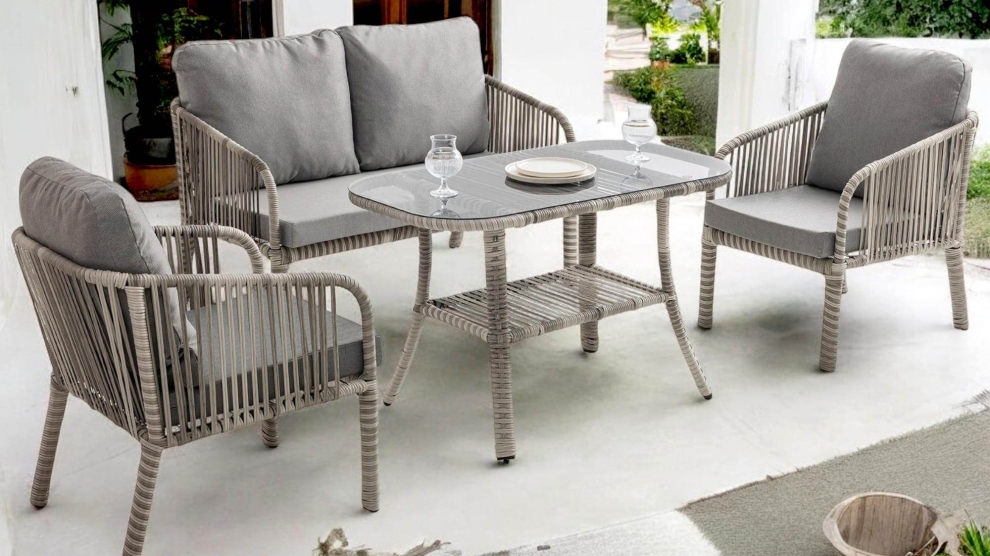 Artemis  Rattan İkili Rattan Bahçe Balkon Takımı | Gri