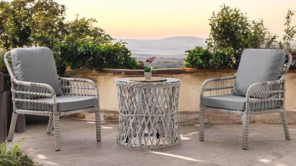 Pisa Rattan Bahçe & Balkon Oturma Grubu (1+1+Sehpa) Beyaz