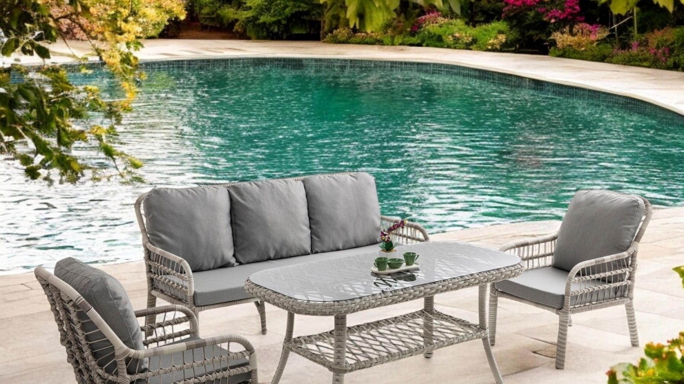 Pisa Rattan Üçlü Rattan Bahçe Balkon Takımı | Beyaz