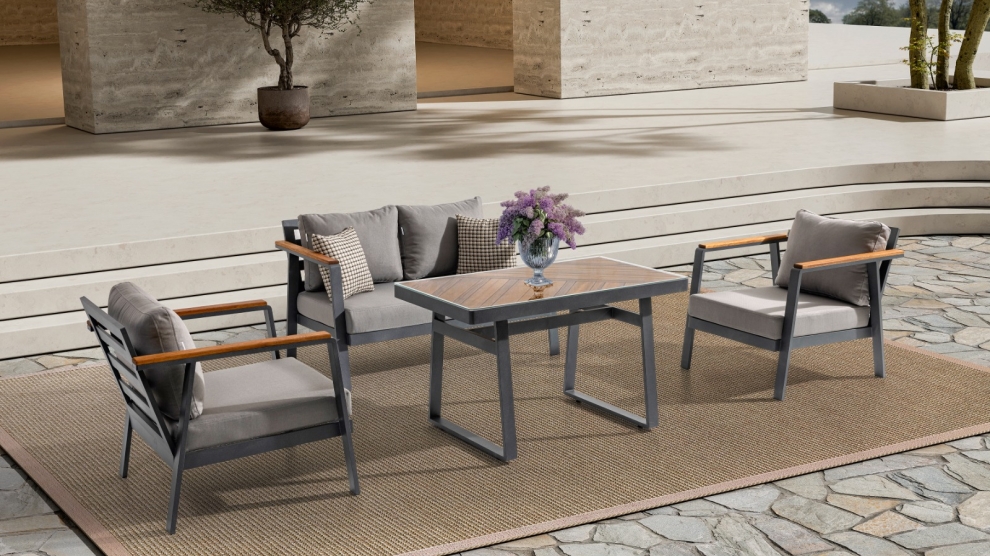 NAPOLİ Bahçe Oturma Grubu (2+1+1+M) Gri