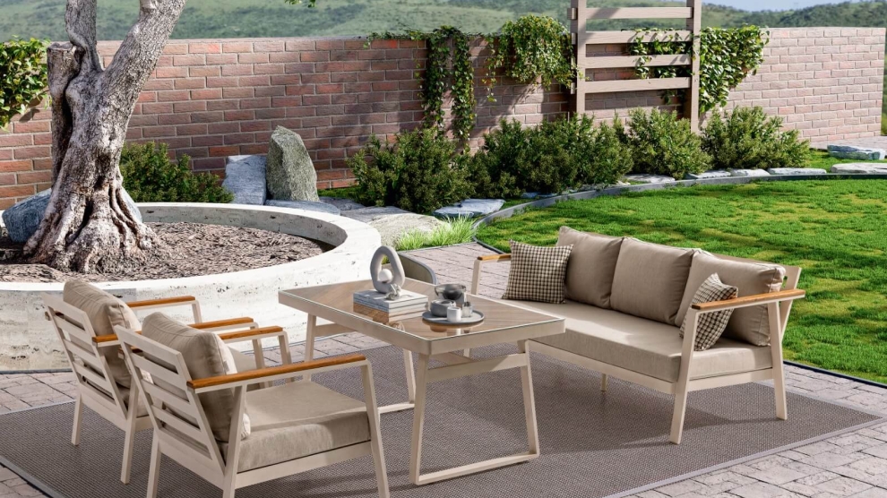 NAPOLİ Bahçe Oturma Grubu (3+1+1+M) Krem