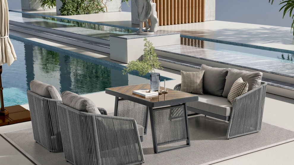 PARİS Bahçe Oturma Grubu (2+1+1+M) Gri