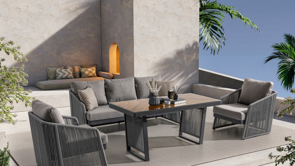 PARİS Bahçe Oturma Grubu (3+1+1+M) Gri