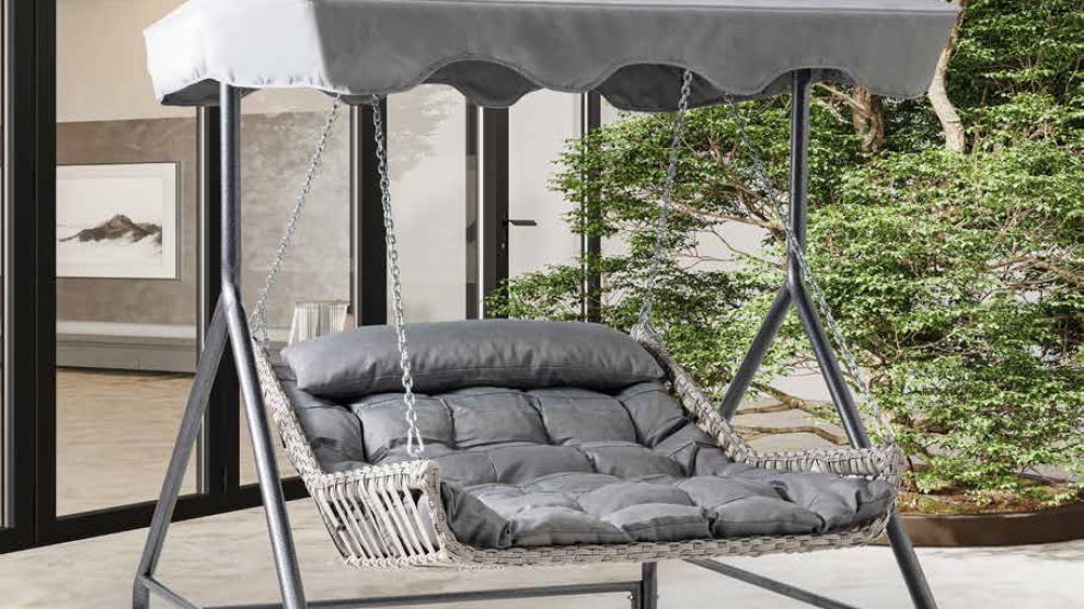 Capri Bed tenteli Çiftli Rattan Bahçe Salıncağı | Balkon Salıncağı